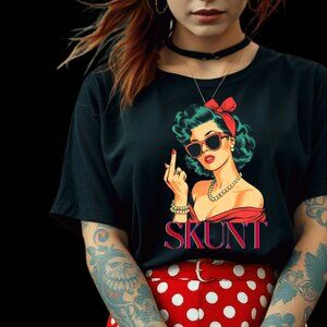 Scunt Vintage pin up style top flipping you off shirt